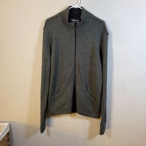 Rogue Mens XL Gray Mohair Wool Blend Full Zip Mock Neck Sweater Exposed Seams